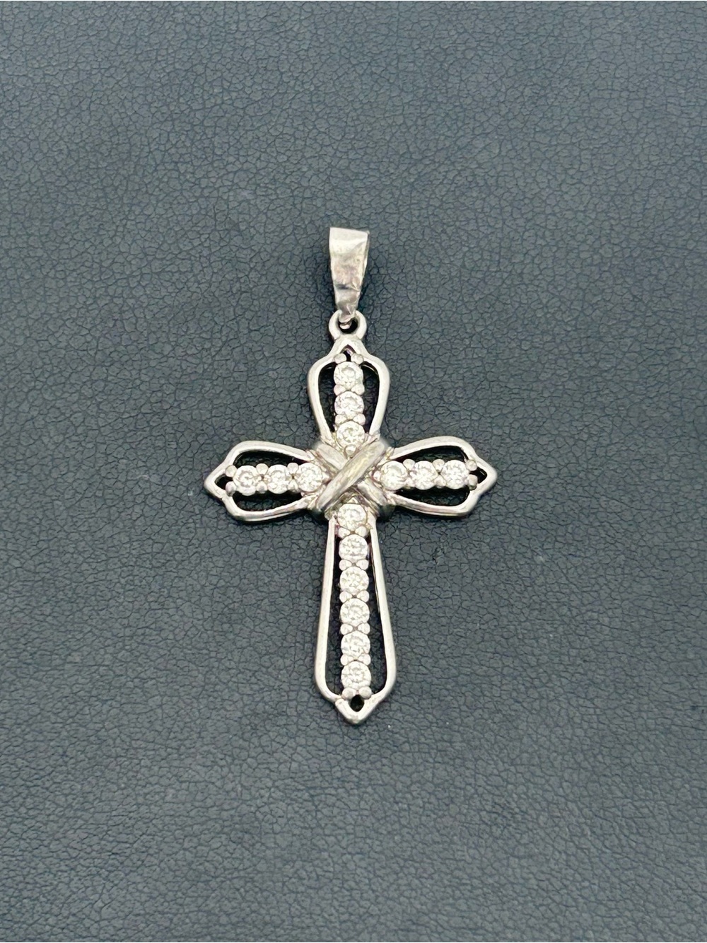 Sterling Silver Cross Pendant with Clear Stones